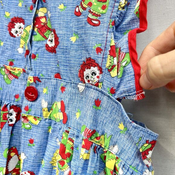 VTG 1970s Beco Originals Handmade Raggedy Ann‎ Andy Apron Dress Cottage Ruffle - Picture 3 of 9
